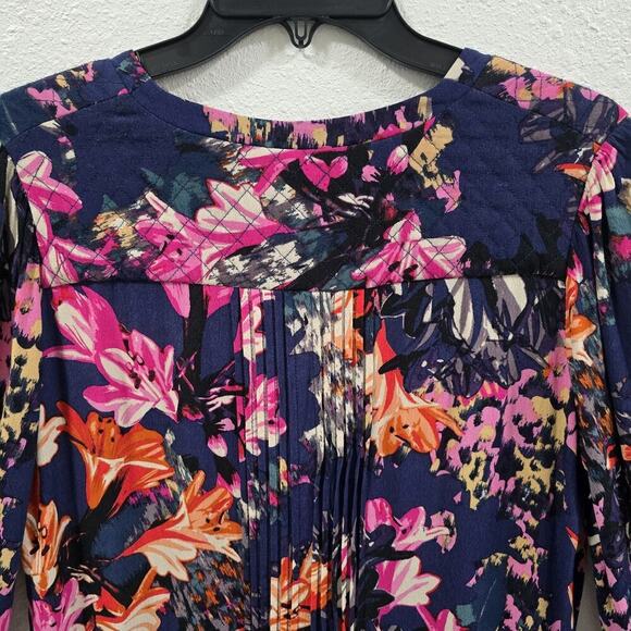 Anthropologie Maeve Caravane Boho Tunic Navy Floral V-Neck Drop Waist Sundress S - Picture 12 of 14